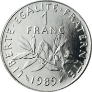 1 Franc Signature "O. Roty", France, 1959-2001 reverse image