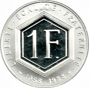 1 Franc Charles de Gaulle, France, 1988 reverse image