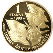 1 Franc Normandy Invasion, France, 1993 reverse image