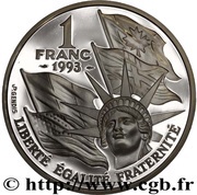 1 Franc Normandy Invasion, France, 1993 reverse image