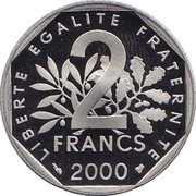 2 Francs Signature: D'Après O. Roty reverse image