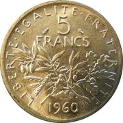 5 Francs, France, 1959-1969 reverse image