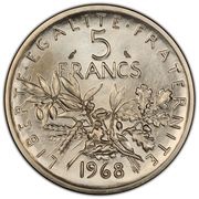 5 Francs Semeuse - PIÉFORT, France, 1967-1990 reverse image