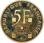 5 Francs Eiffel Tower obverse image