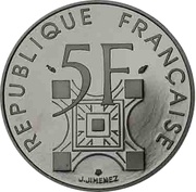 5 Francs Eiffel Tower; Platinum obverse image