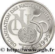 5 Francs United Nations, France, 1995 reverse image