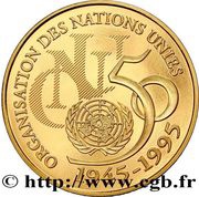 5 Francs United Nations, France, 1995 reverse image
