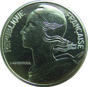 5 Francs "La Marianne" by Lagriffoul, France, 2000 reverse image
