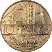 10 Francs, France, 1974-1987 reverse image