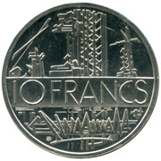 10 Francs - Silver Piedfort, France, 1974-1987 reverse image