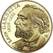 10 Francs Leon Gambetta; Piedfort Issue, France, 1982 reverse image