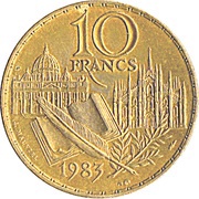 10 Francs Stendhal, France, 1983 reverse image