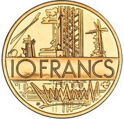10 Francs - Gold Piedfort, France, 1984 reverse image