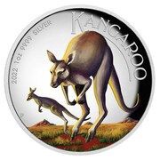 1 Dollar - Elizabeth II 6th Portrait - Silver Kangaroo, Australia, 2022 reverse image