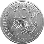 10 Francs, France, 1986 reverse image