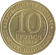 10 Francs Hugh Capet, France, 1987 reverse image