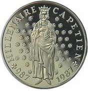 10 Francs Hugues Capet, France, 1987 reverse image