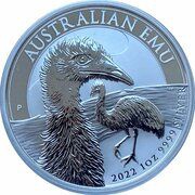 1 Dollar - Elizabeth II 6th Portrait - Emu - Silver Bullion Coin, Australia, 2022 reverse image
