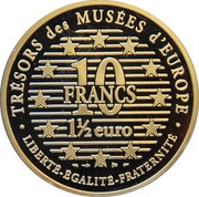10 Francs / 1½ Euros Shang Dynasty Elephant, France, 1996 reverse image