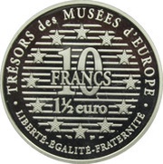 10 Francs / 1½ Euros Le Baiser de Klimt, France, 1997 reverse image