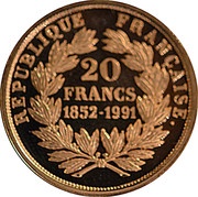 20 Francs Louis-Napoléon Bonaparte, France, 1991-1993 reverse image