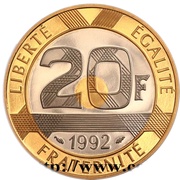 20 Francs Mont Saint Michel, France, 1992 reverse image
