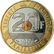 20 Francs, France, 1992-2001 reverse image
