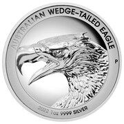 1 Dollar - Elizabeth II 6th Portrait - Australian Wedge-Tailed Eagle - Silver Proof Coin - High Relief, Australia, 2022 reverse image