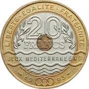 20 Francs Mediterranean Games reverse image