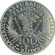 100 Francs Trial, France, 1984 reverse image