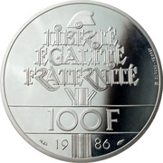100 Francs Statue of Liberty, France, 1986 reverse image