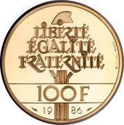 100 Francs Statue of Liberty reverse image