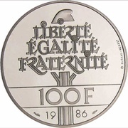 100 Francs Statue of Liberty; Palladium reverse image