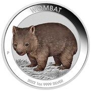 1 Dollar - Elizabeth II 6th Portrait - Wombat - Silver Bullion Coin, Australia, 2022 reverse image
