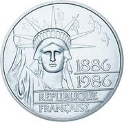 100 Francs Statue of Liberty; Piedfort obverse image
