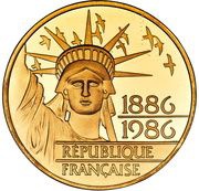 100 Francs Statue of Liberty; Piedfort obverse image