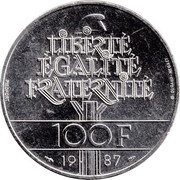 100 Francs - La Fayette piéfort, France, 1987 reverse image