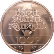 100 Francs La Fayette - Silver issue, France, 1987 reverse image
