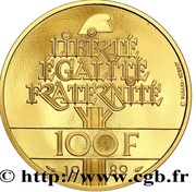100 Francs Declaration, France, 1989 reverse image