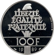 100 Francs Droits de l'homme, palladium reverse image