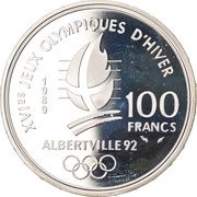 100 Francs Alpine Skiing, France, 1989 reverse image