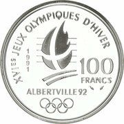 100 Francs Cross-country Skiing, France, 1991 reverse image