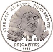 100 Francs / 15 Ecus Rene Descartes, France, 1991 reverse image