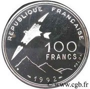 100 Francs Paralympics, France, 1992 reverse image
