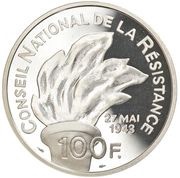 100 Francs Jean Moulin, France, 1993 reverse image