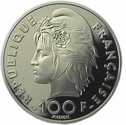 15 Ecus / 100 Francs Mediterranean Games obverse image