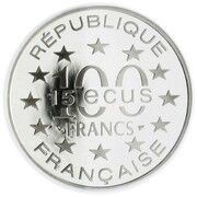 100 Francs / 15 ECUs Arc de Triomphe obverse image