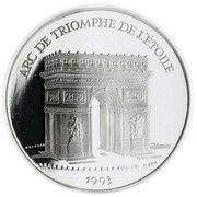 100 Francs / 15 ECUs Arc de Triomphe, France, 1993 reverse image