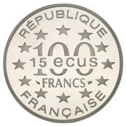 100 Francs / 15 ECUs Brandenburg Gate obverse image