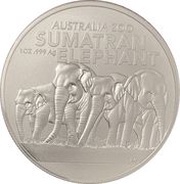1 Dollar - Elizabeth II 6th Portrait - Australia Zoo; Sumatran Elephant reverse image